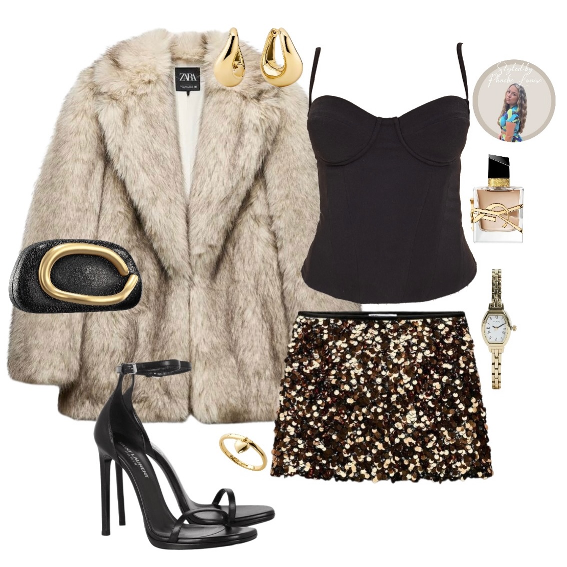 Faux Fur, a Sculpted Bustier, and Sequins: A Night-Out Formula with Real Drama
